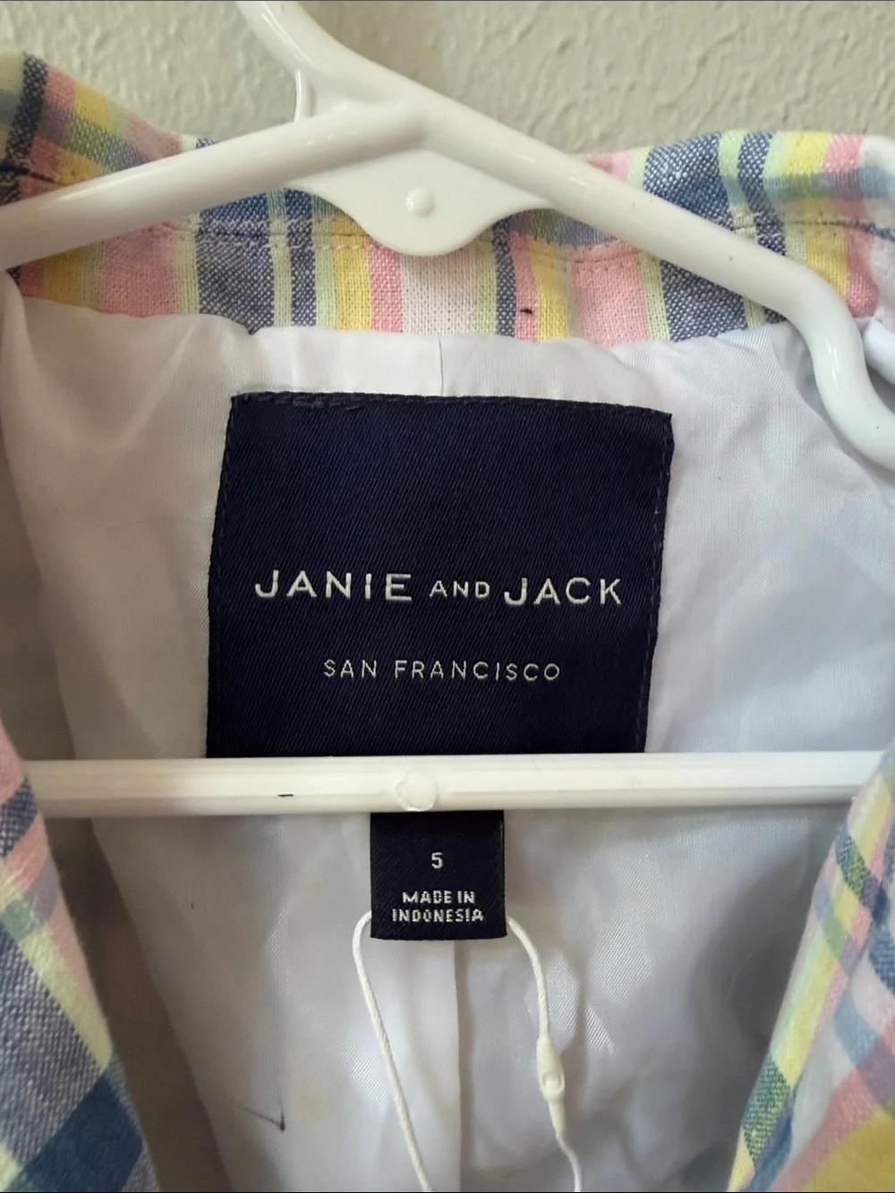 Janie and Jack Pastel Plaid Blazer in Pink, Blue & Cream